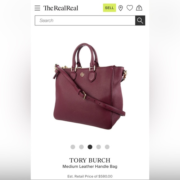 Tory Burch Medium Burgundy Pebbled Leather Double Zip Bag - Picture 15 of 15